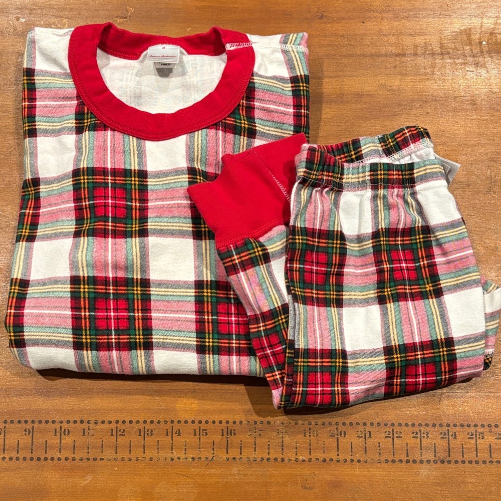 HANNA ANDERSSON Women's M Red Plaid Printed Organic Cotton Pajama Set Baselayer